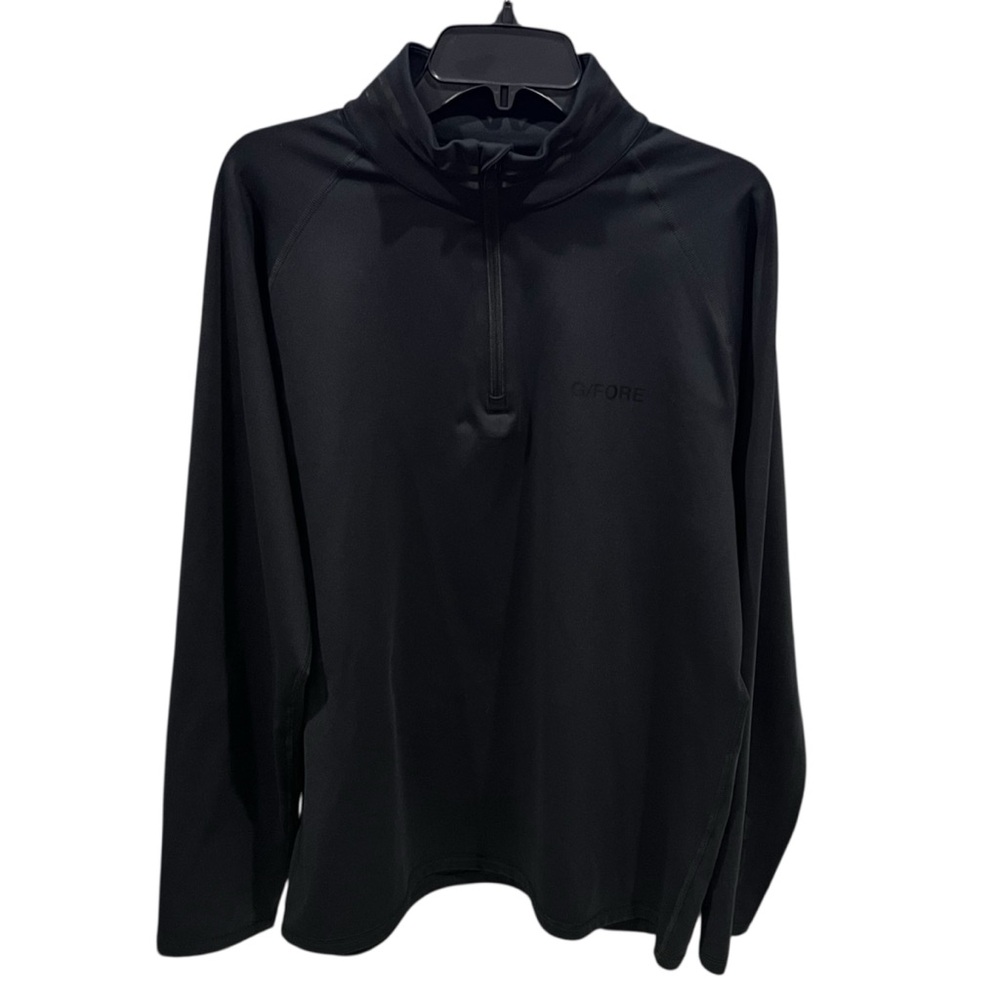 G/Fore Pullover Black Quarter Zip Golf Shirt 4G Logo Stretch Size Large
